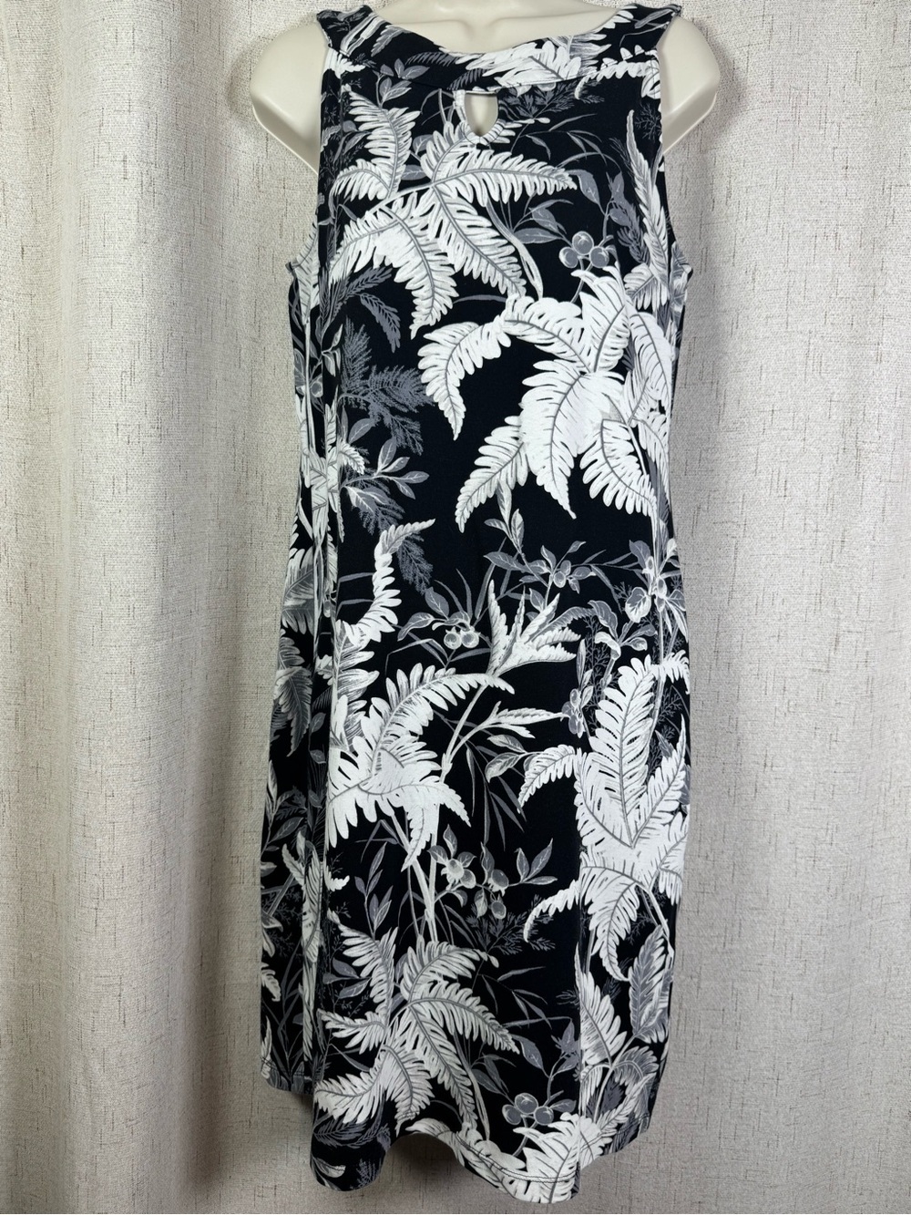 Talbots Black White Gray Sleeveless Shift Dress Size M Work Office